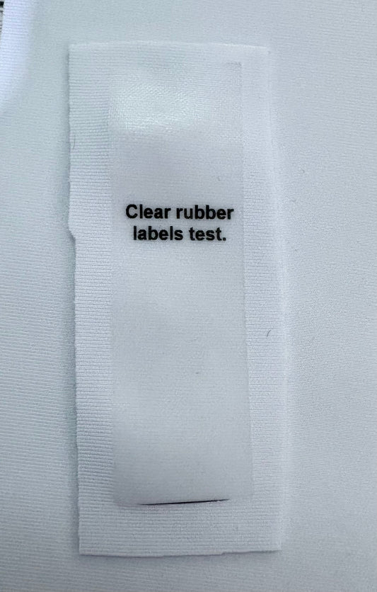 25mm Clear Rubber Labels – Personalised with Your Logo Text